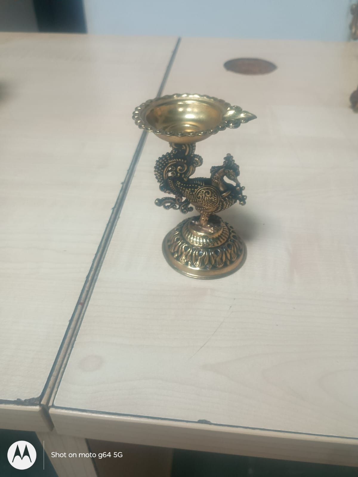 Oil Lamp Peacock Design with Diya lightweight