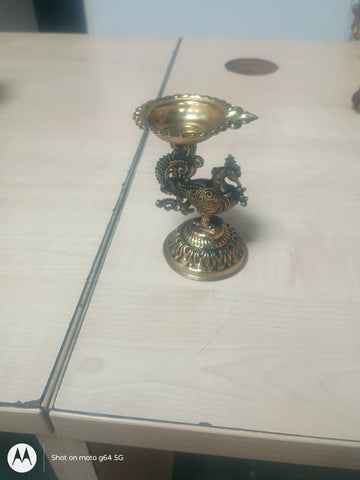 Oil Lamp Peacock Design with Diya lightweight