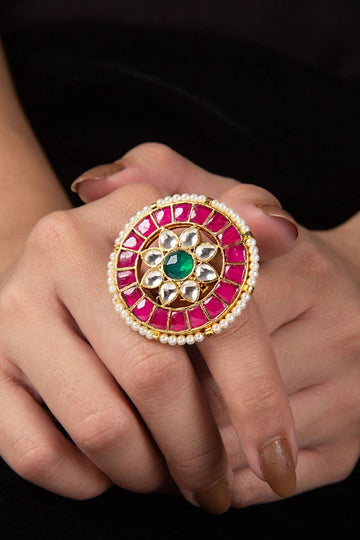 Ragin Kundan Adjustable Ring