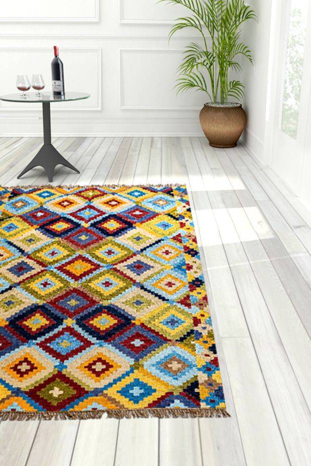 Vintage Geometric Flatweave Rug ( 5ft x 8ft )