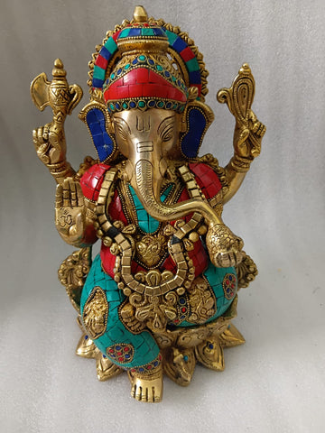 Brass Stone Ganesha