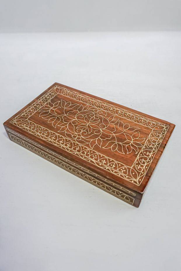 Mughal Florid Trinket Box  (7" x 4" x 1")