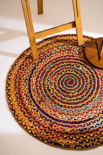 Spiral Hues Jute Rug (Dia - 3 feet)