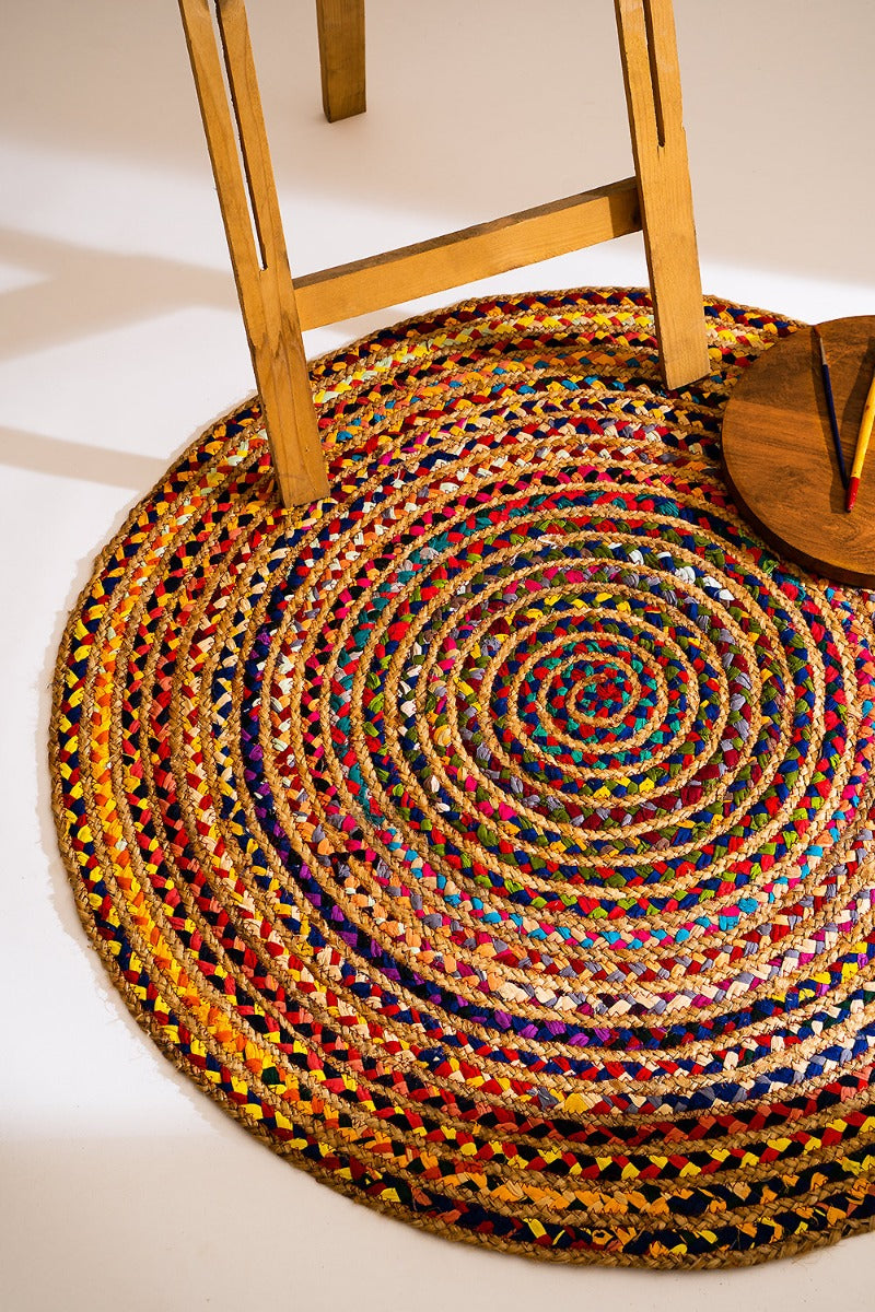 Spiral Hues Jute Rug (Dia - 3 feet)