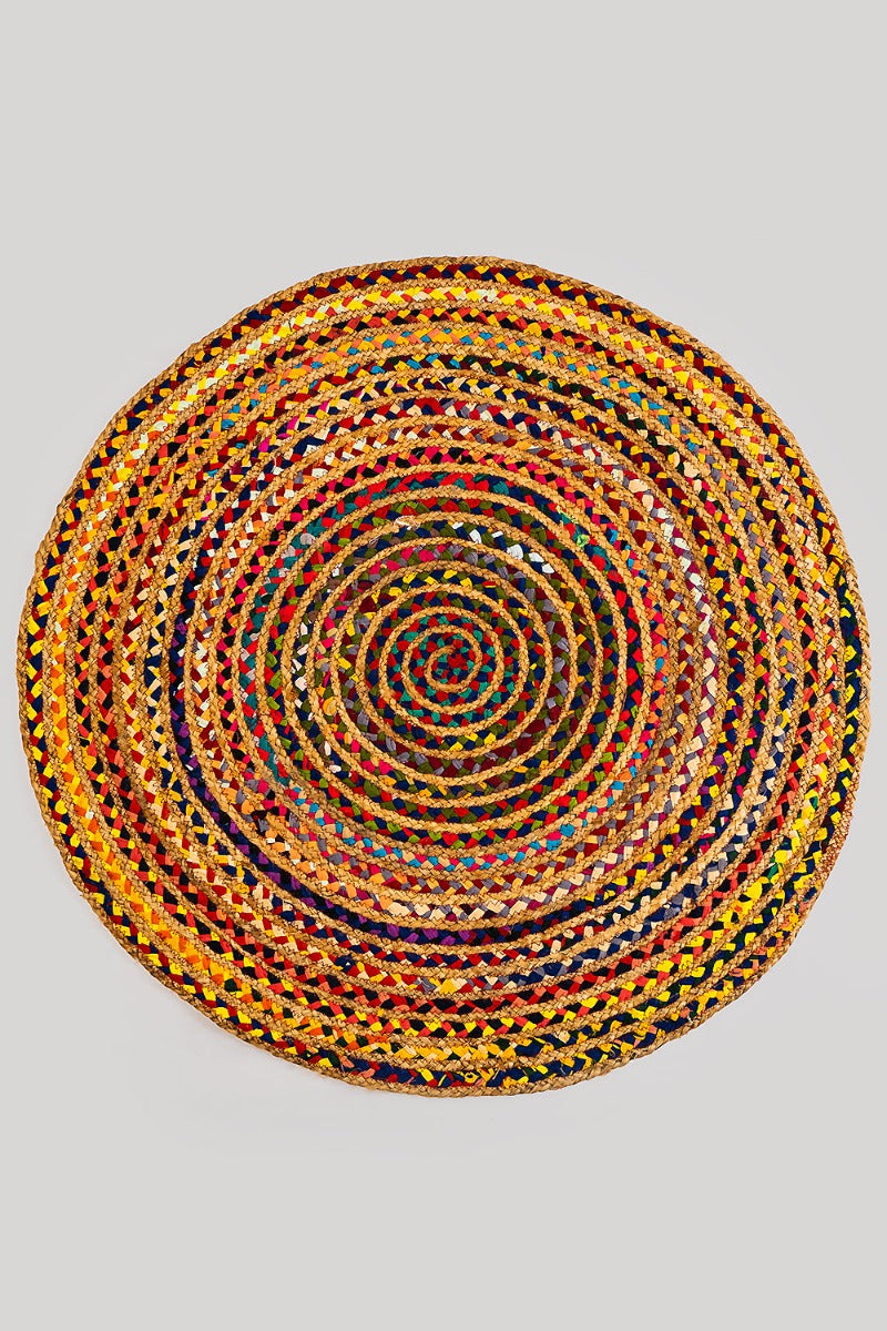 Spiral Hues Jute Rug (Dia - 3 feet)