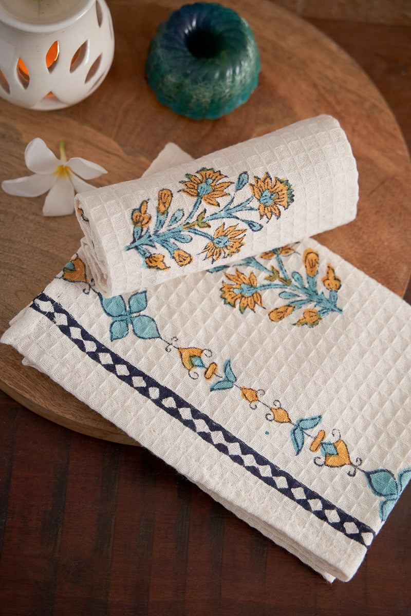 Faye Block Print Hand Towel ( Set of 2 )