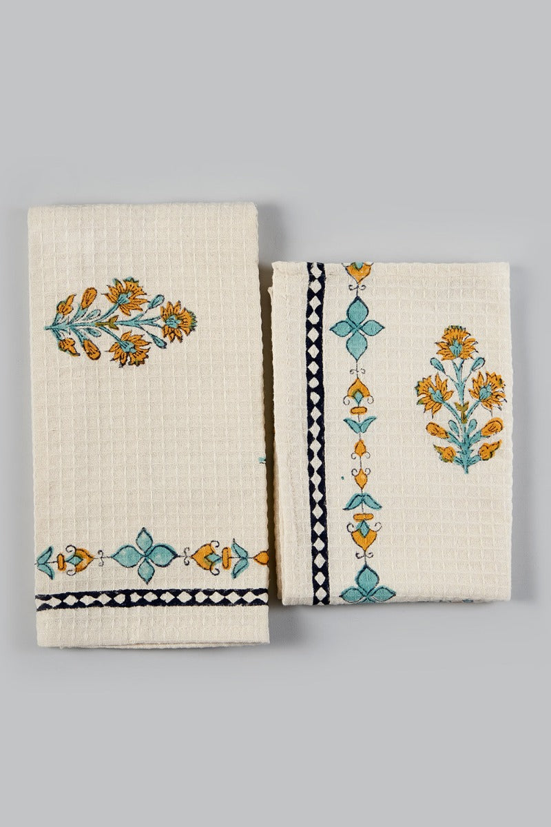 Faye Block Print Hand Towel ( Set of 2 )