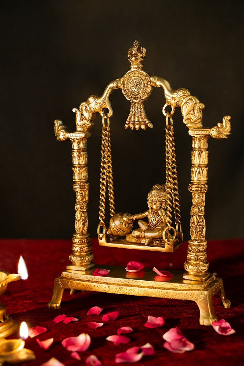 Playful Blessings Brass Engraved Jhoola