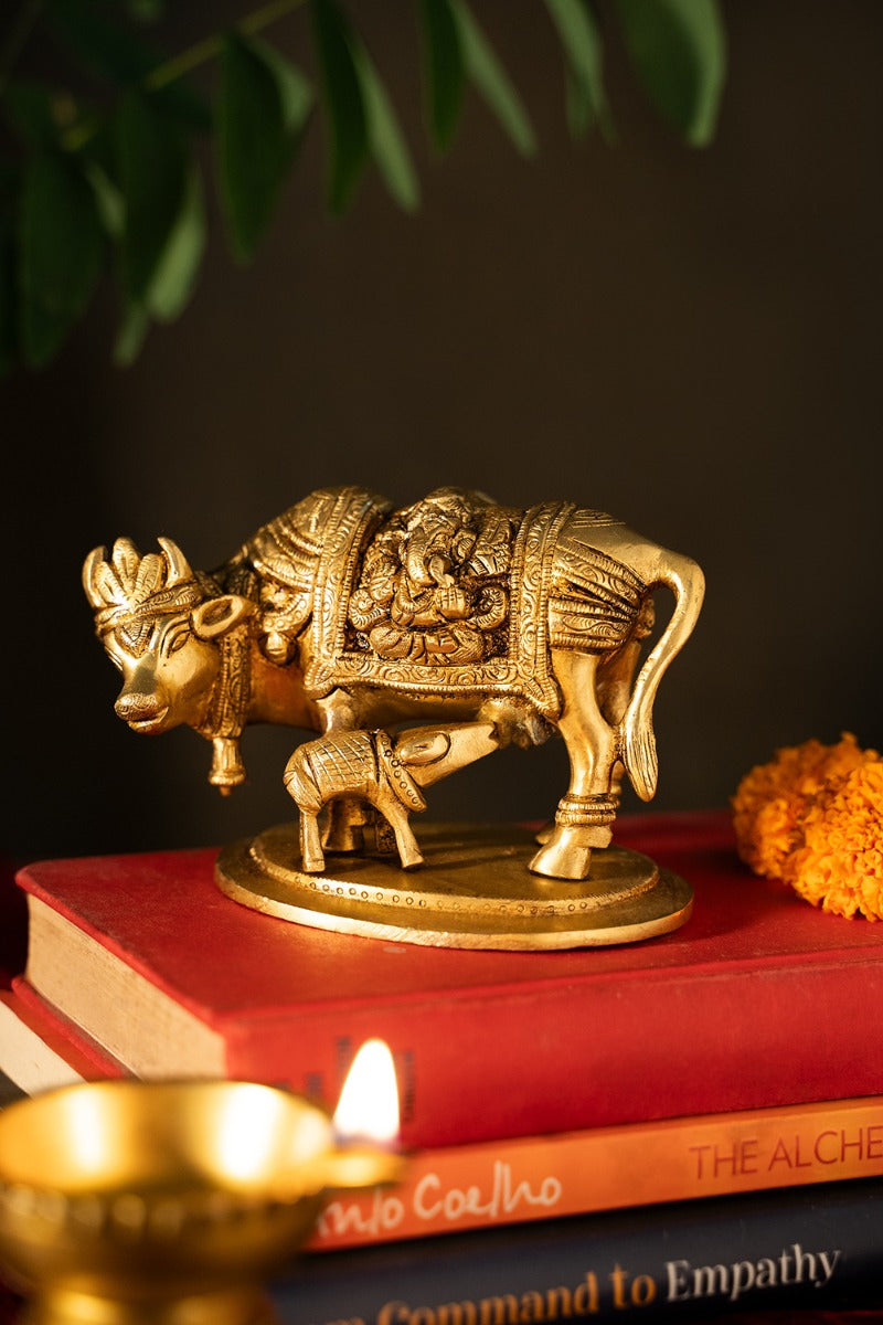 Nurturing Bond Brass Engraved Statue