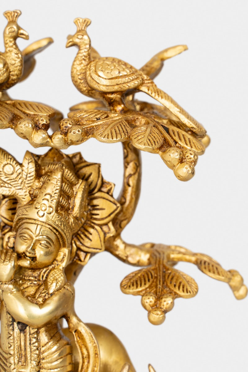 Melodies of Krishna Brass Engraved Statue