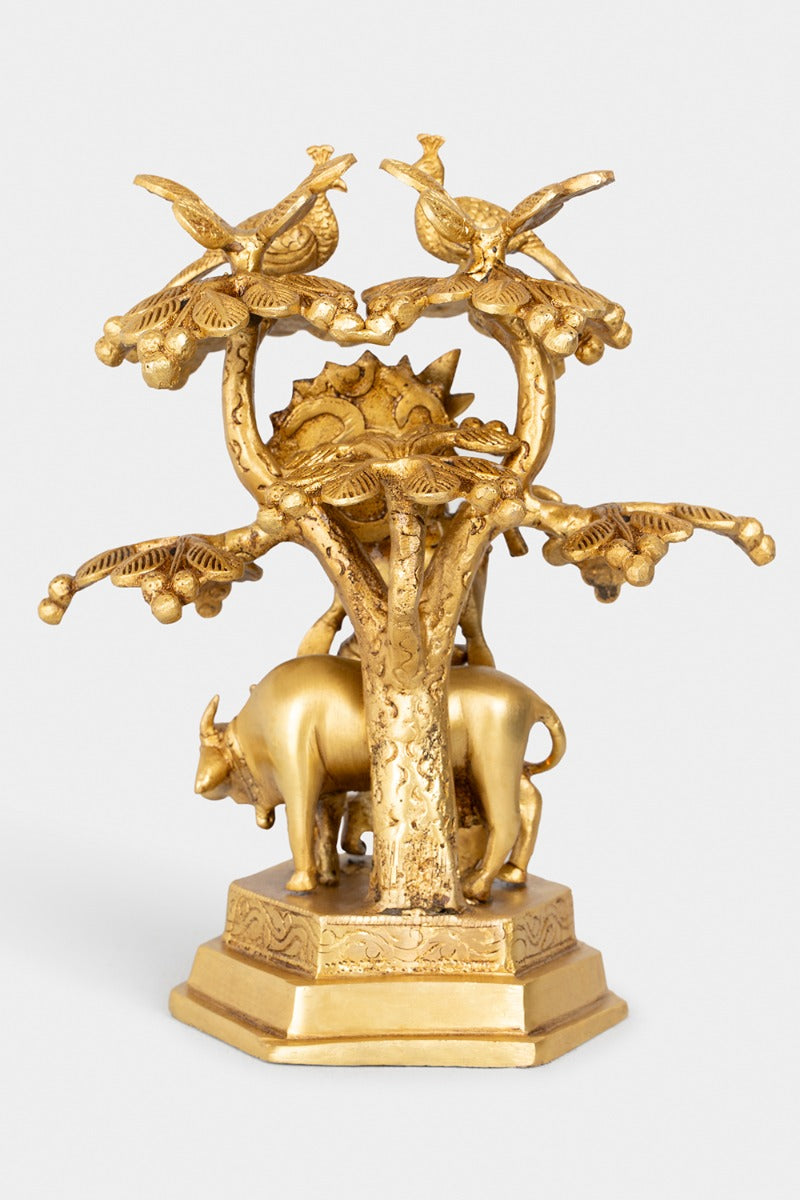 Melodies of Krishna Brass Engraved Statue