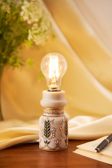 Artisanal Flora Marble Hand Painted Accent Lamp