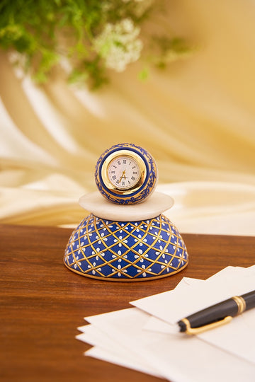 True Blue Marble Hand Painted Table Clock