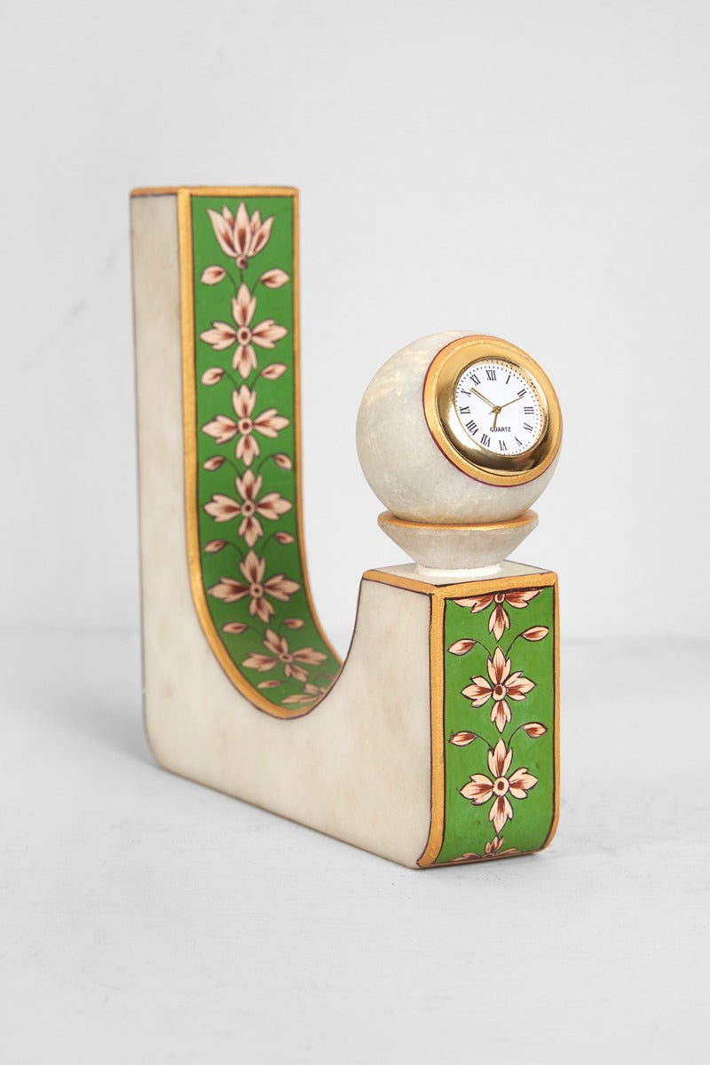 Glorious Garden Marble Candle Holder cum Clock