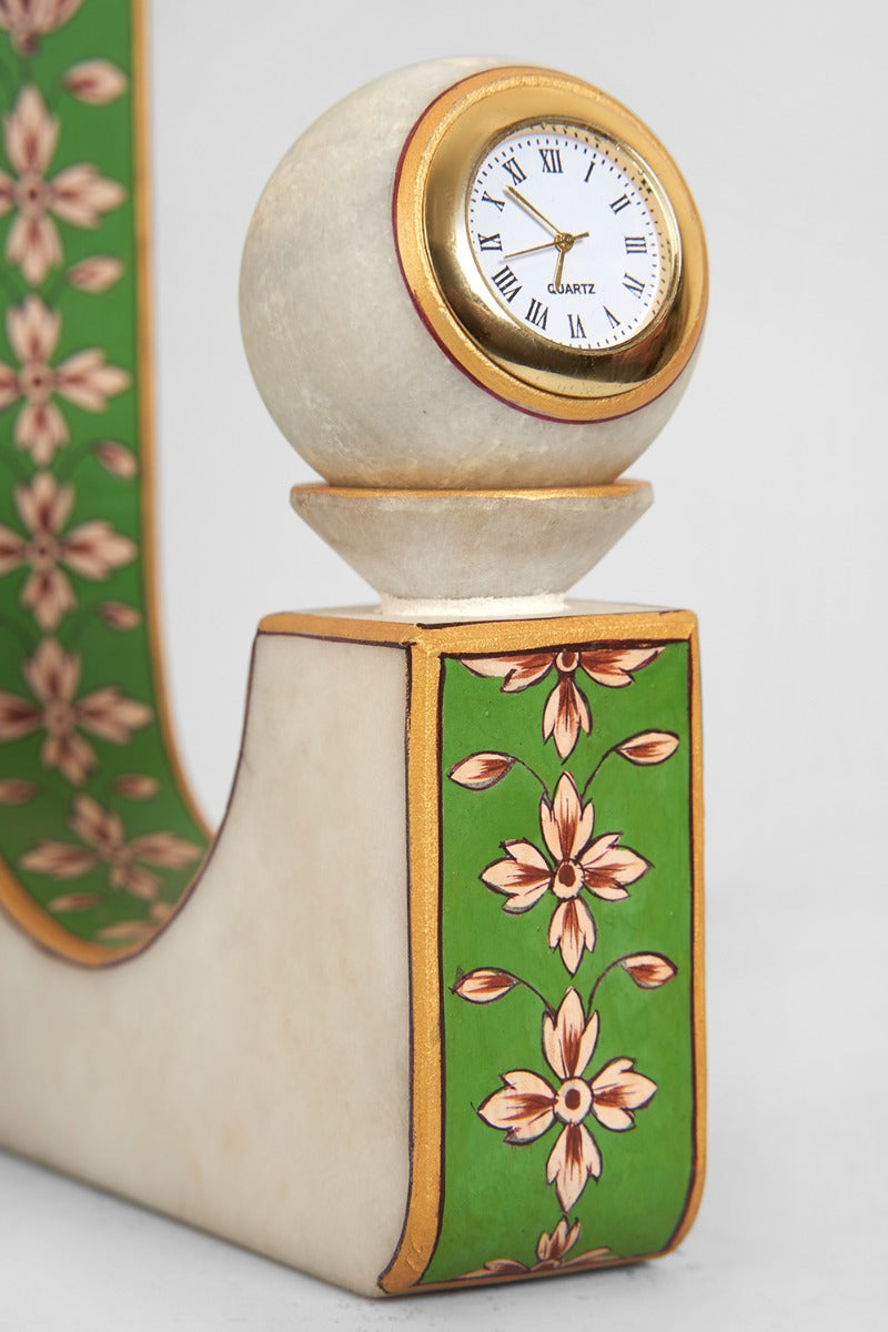 Glorious Garden Marble Candle Holder cum Clock