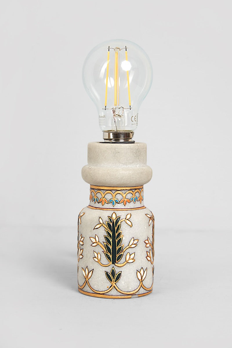 Artisanal Flora Marble Hand Painted Accent Lamp