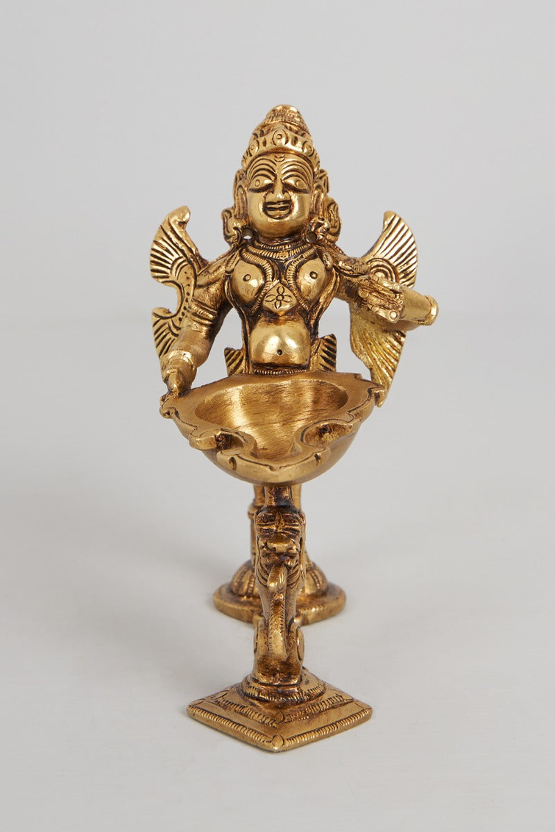 Regal Protector Brass Garud Ornament With Diya