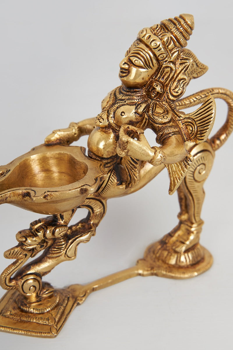 Regal Protector Brass Garud Ornament With Diya