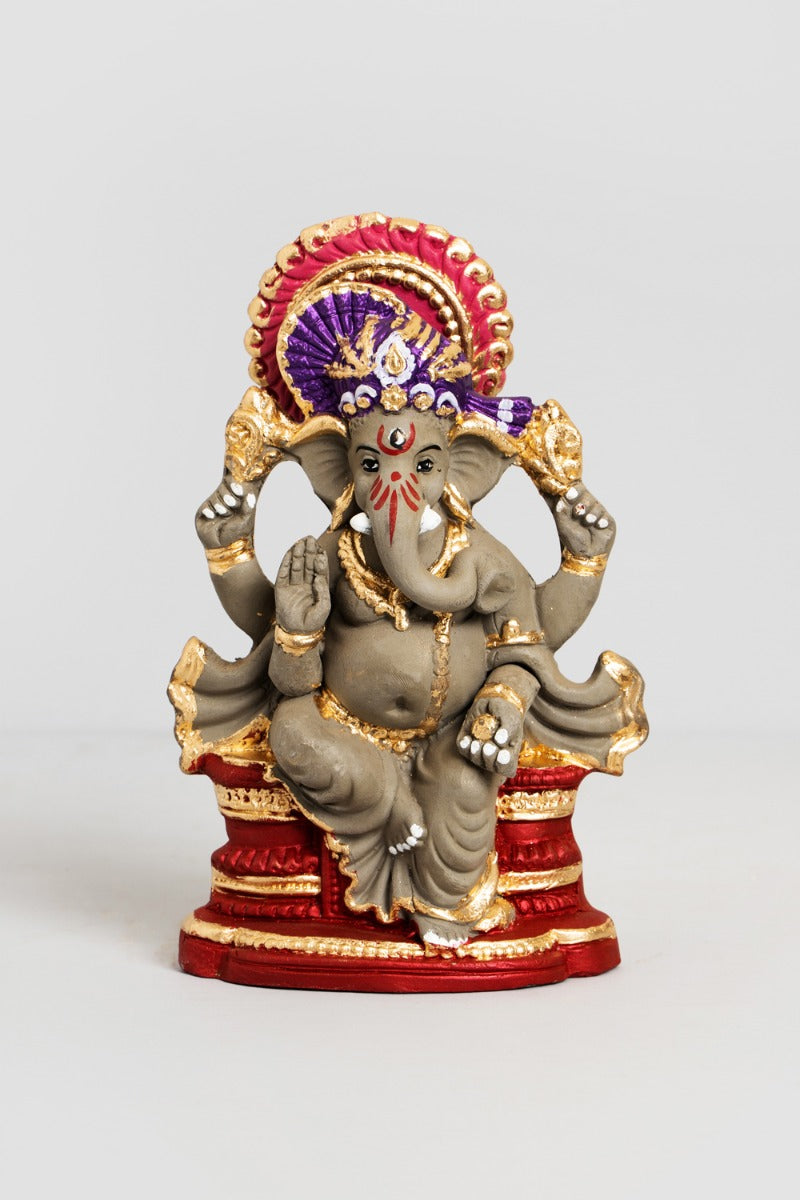 8”  Zero Waste Vinayaka Clay Idol (seed inside)
