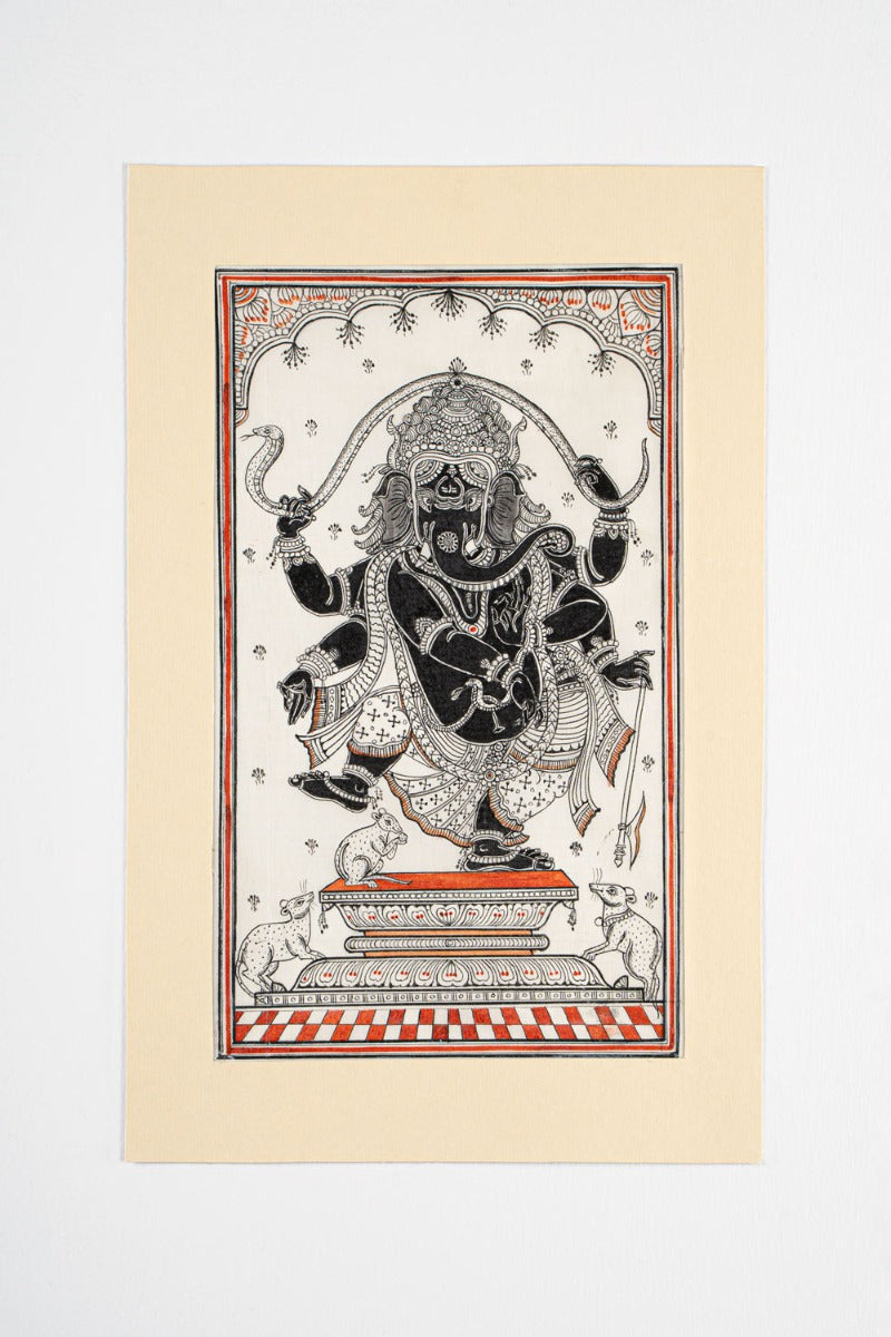 Ganpati Pattachitra Painting ( 15" x 10" Unframed )