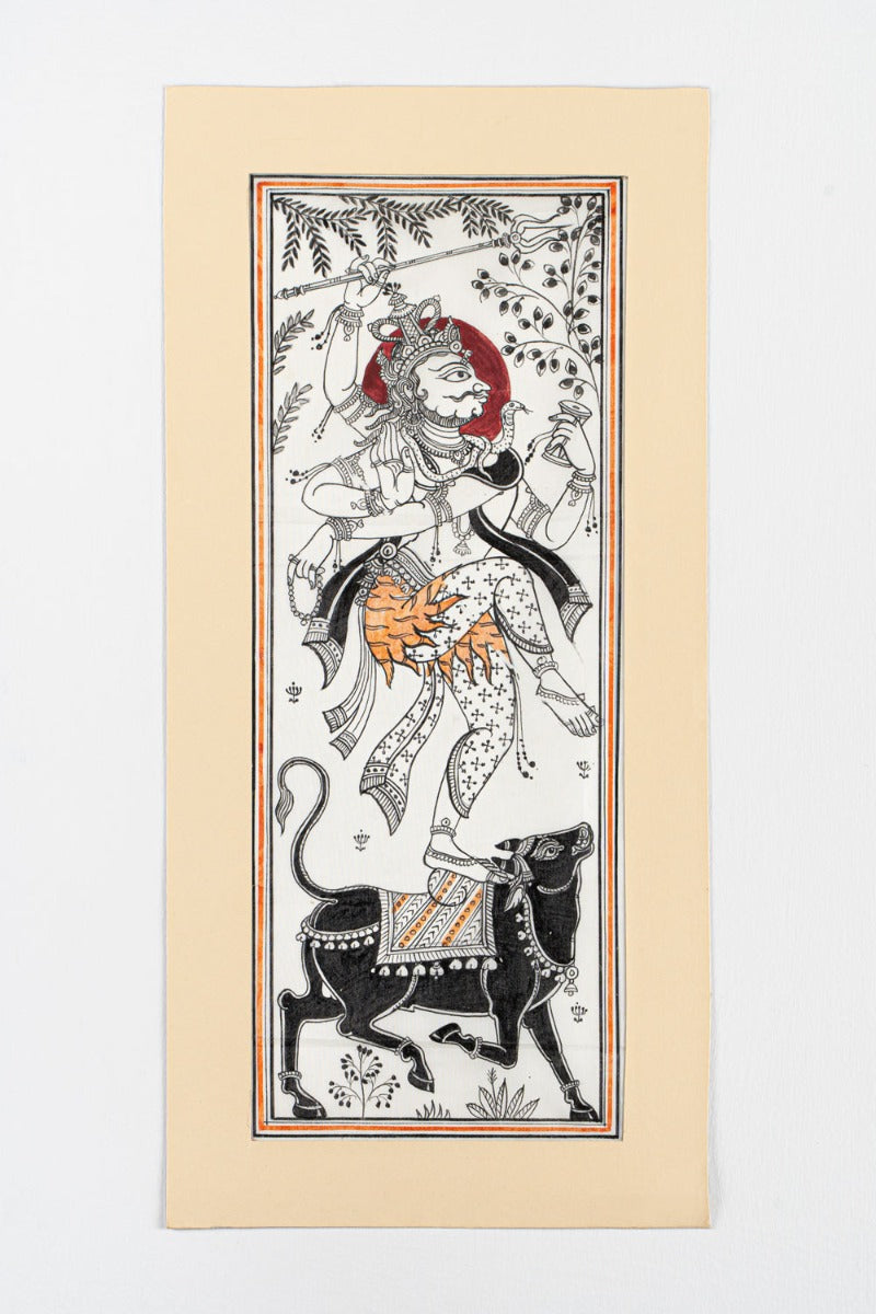 Shiva Pattachitra Painting ( 20" x 9.8" Unframed )