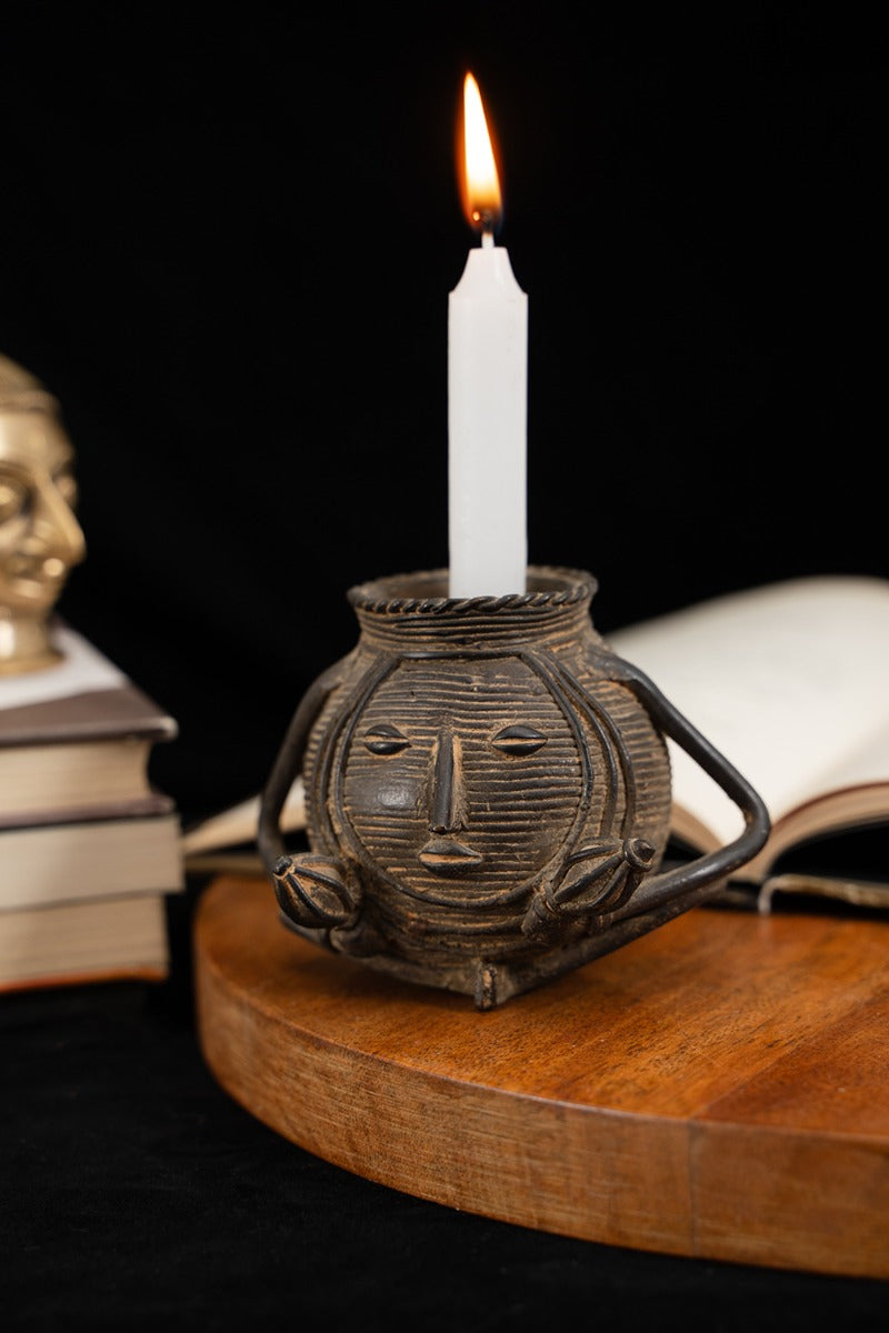 Rustic Rhythm Brass Candle Holder/Pen Holder/Paperweight