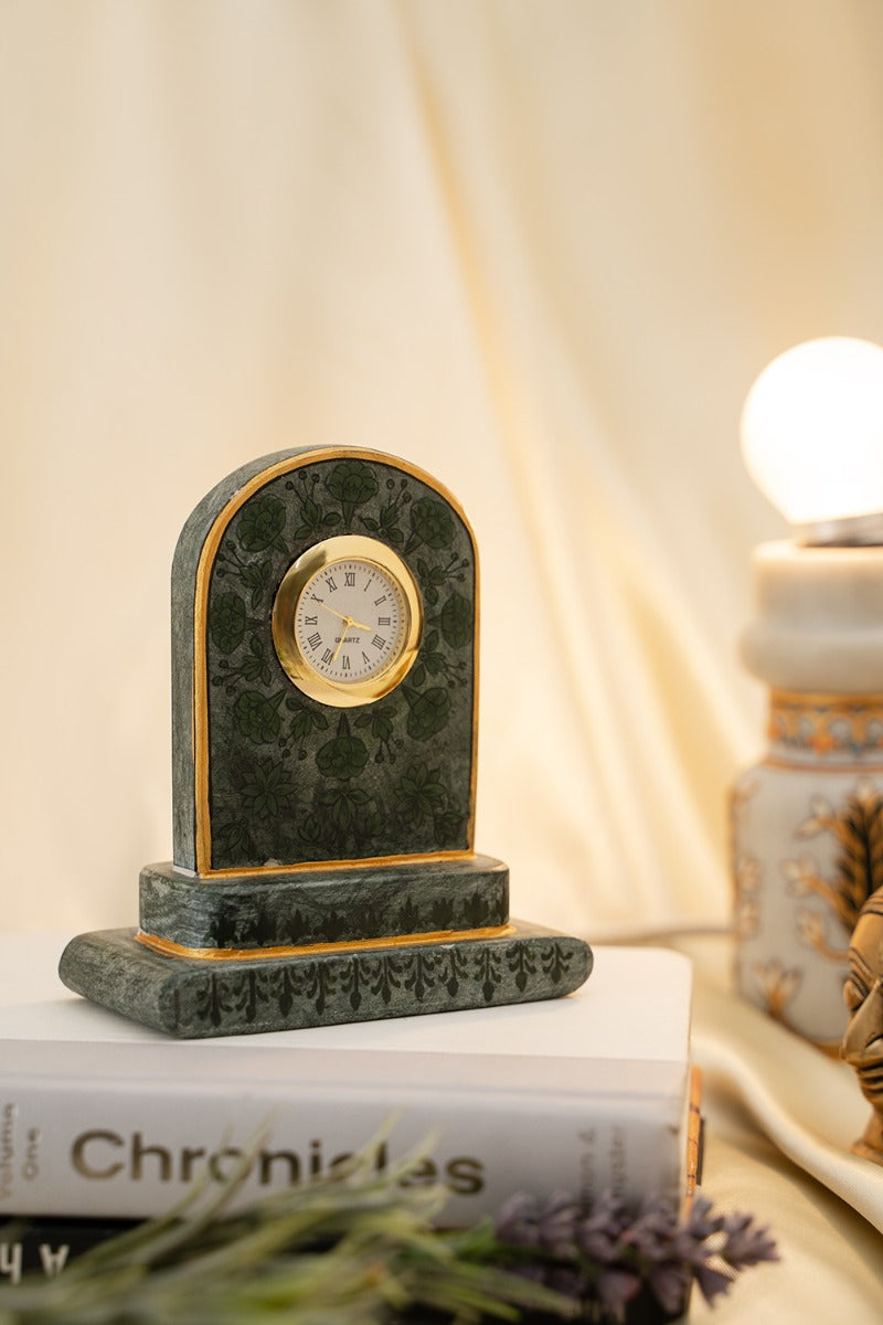Jade Jewel Marble Table Clock