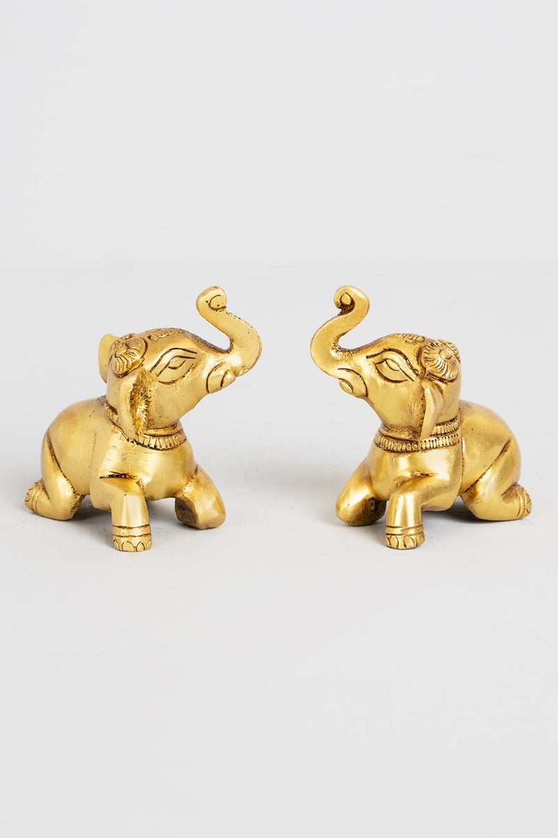 Two-of-a-Kind Brass Baby Elephant Set