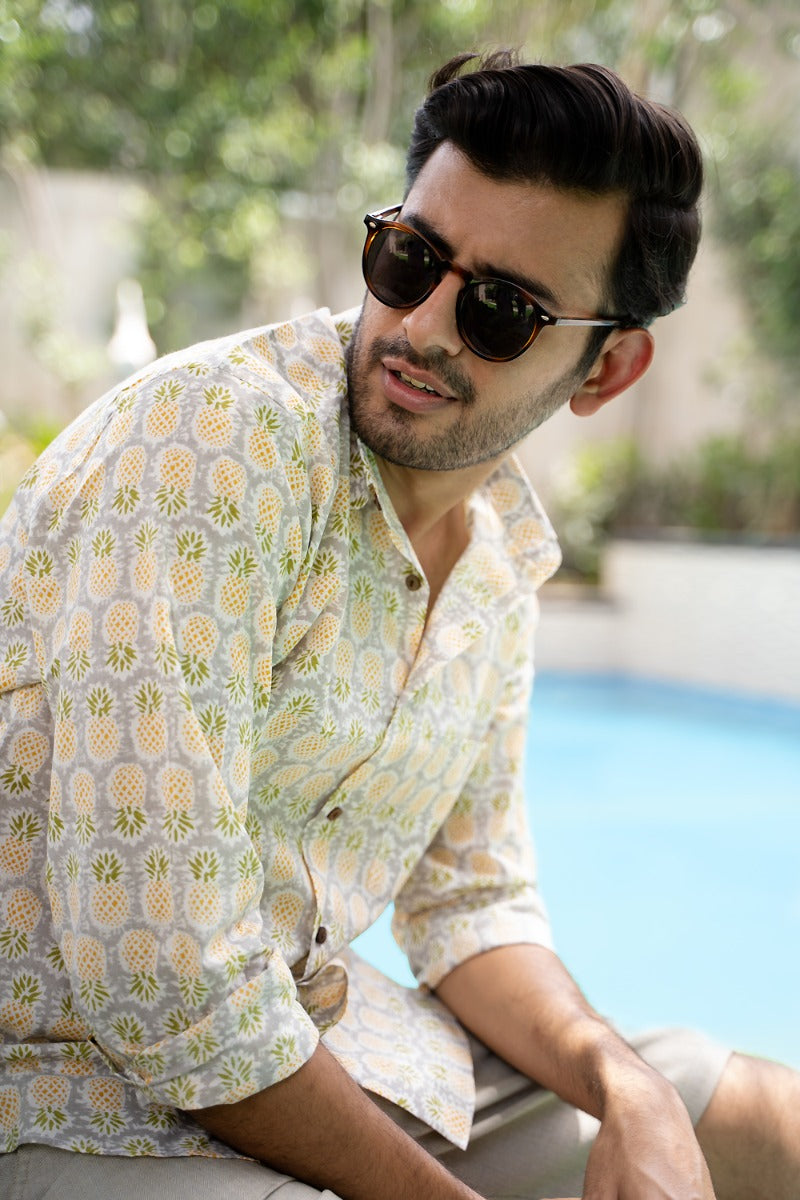 Quirky Straight Collar Pineapple Shirt