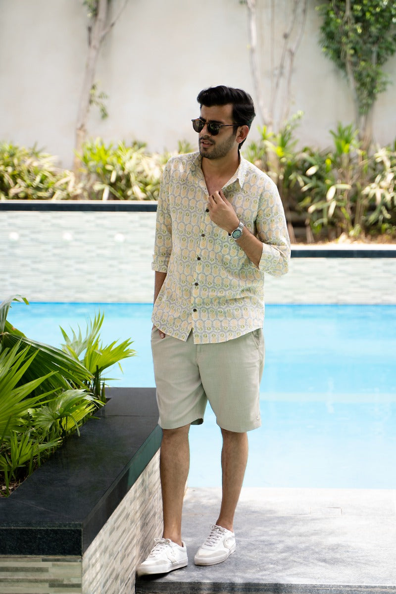 Quirky Straight Collar Pineapple Shirt