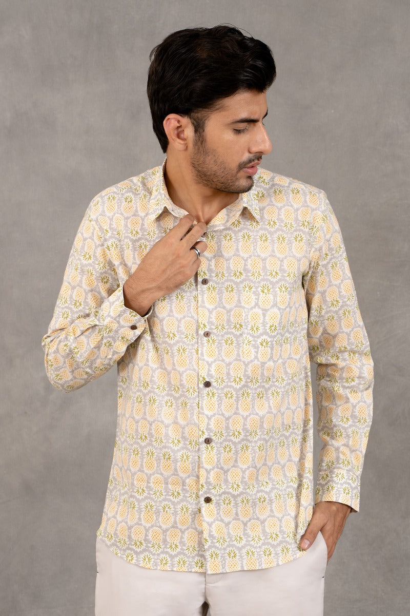 Quirky Straight Collar Pineapple Shirt
