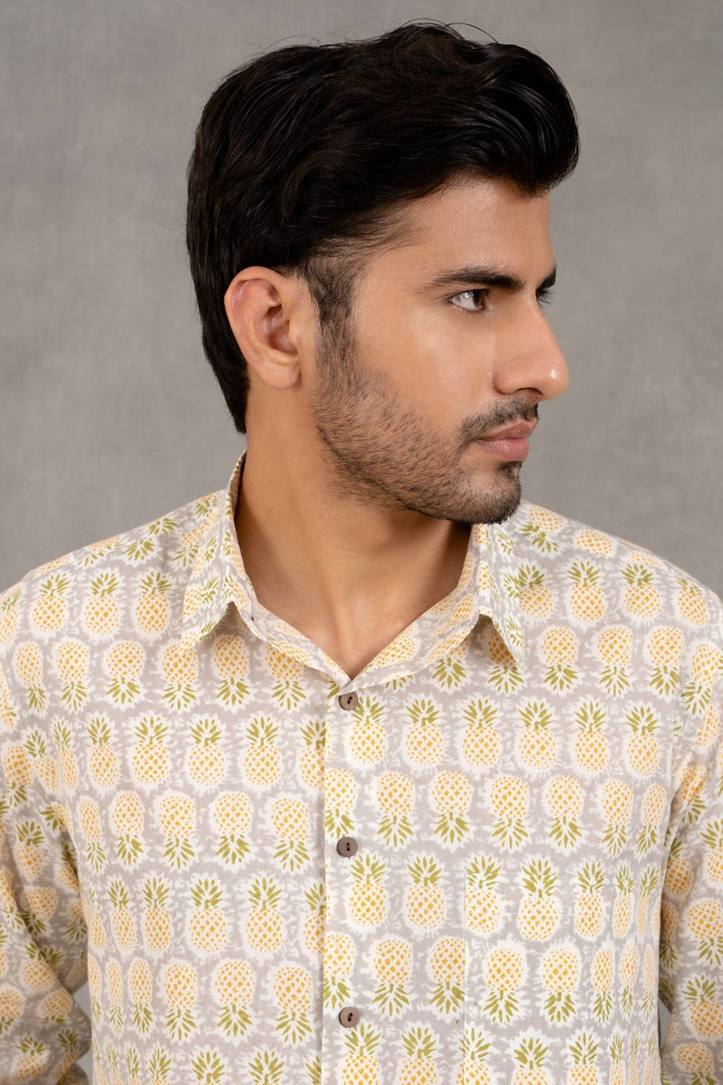 Quirky Straight Collar Pineapple Shirt