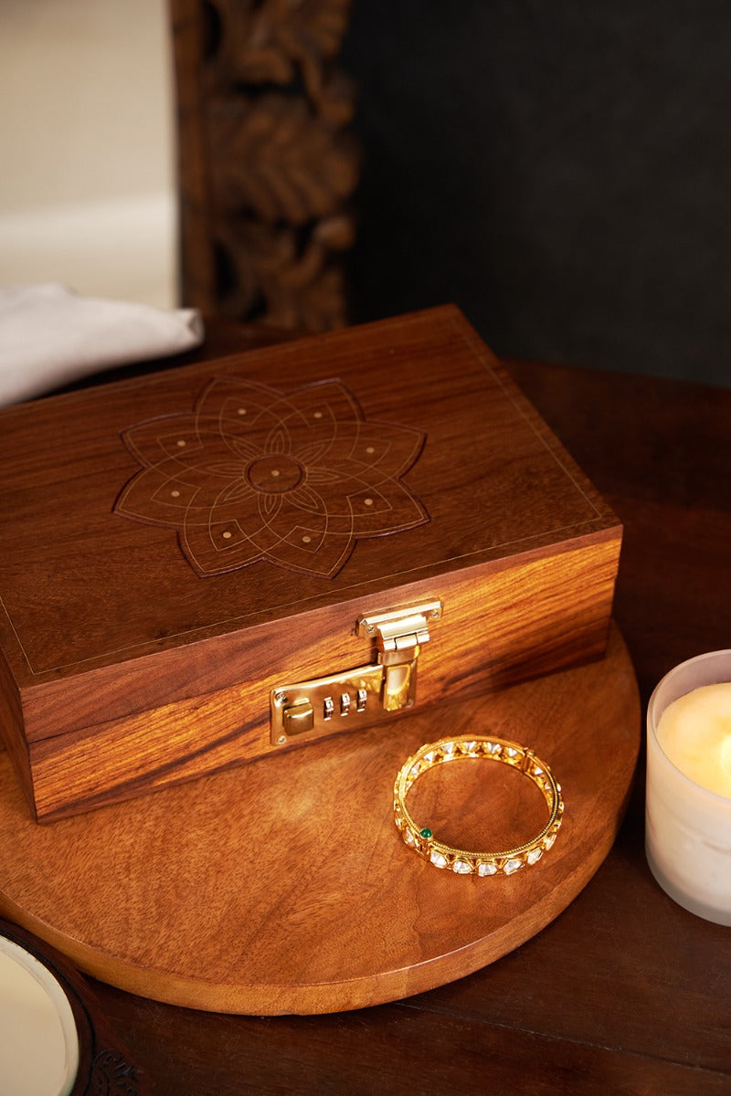 Wooden box with number lock