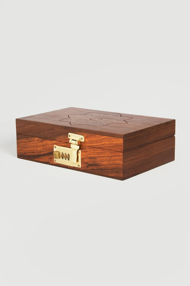 Wooden box with number lock
