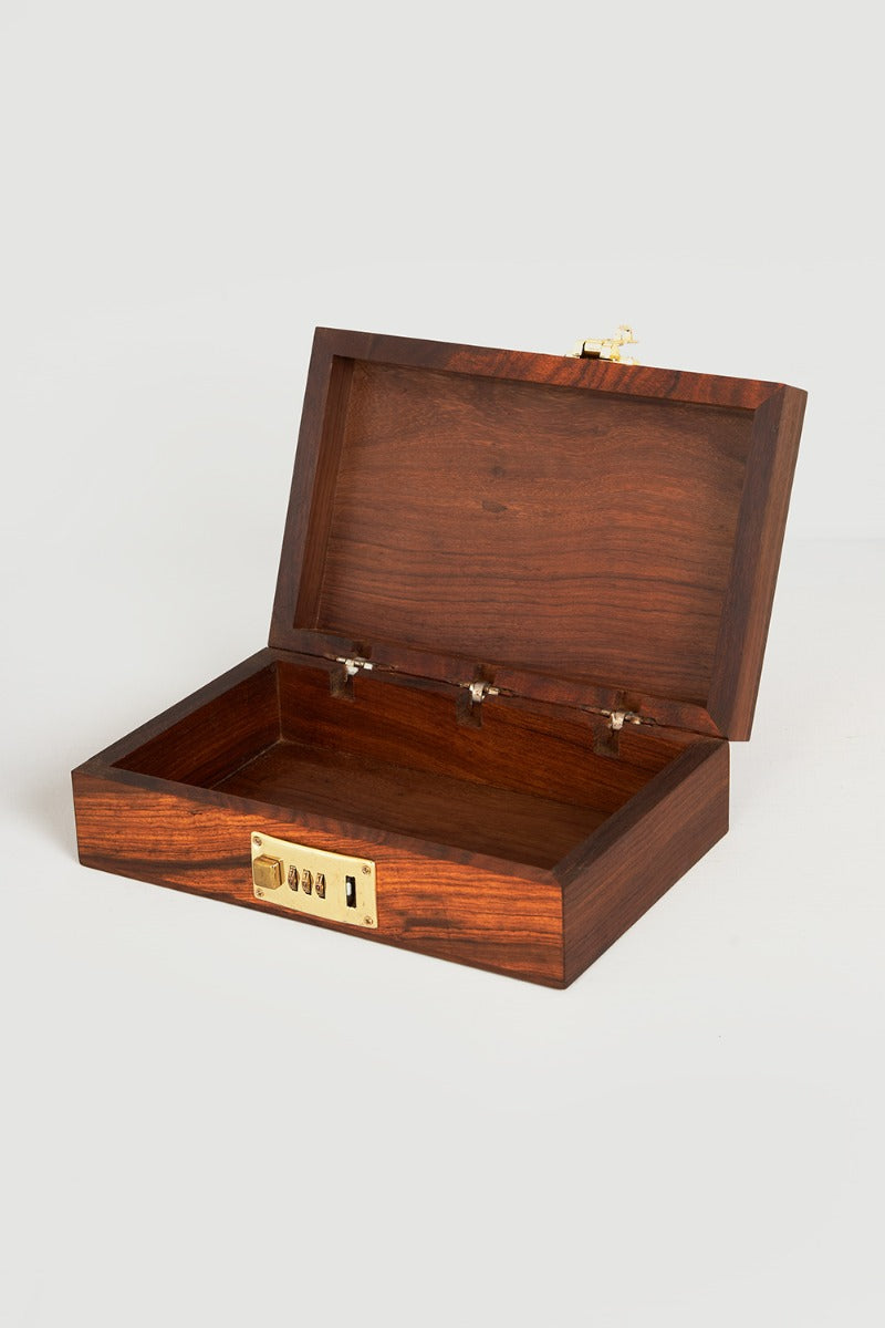 Wooden box with number lock