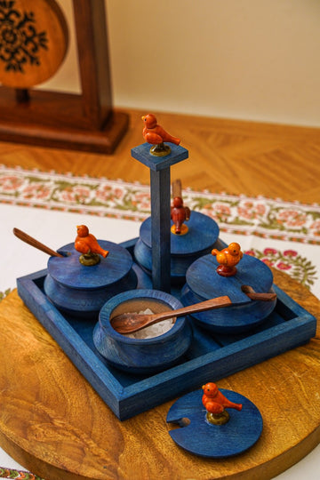 True blue tray & haandi set