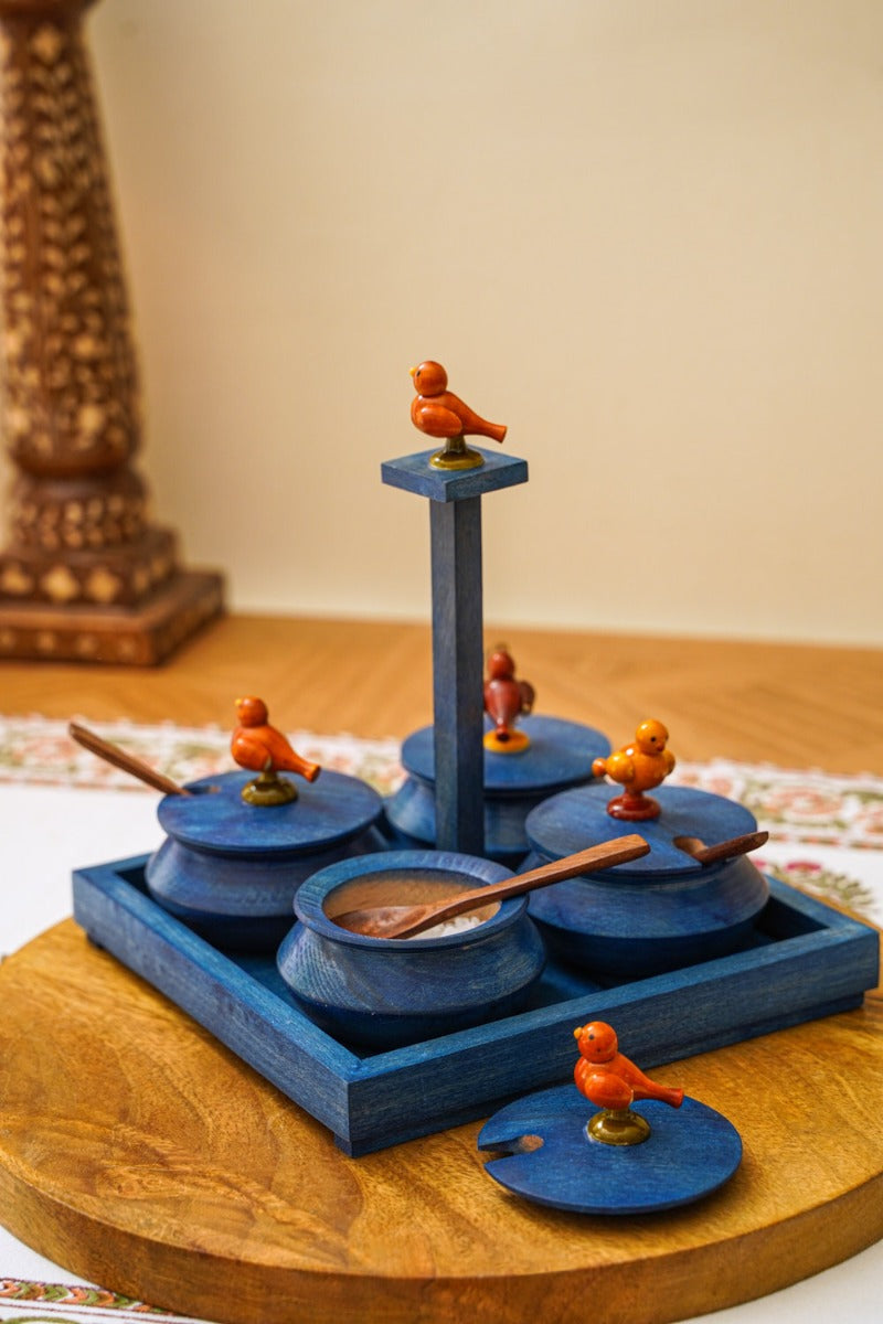 True blue tray & haandi set
