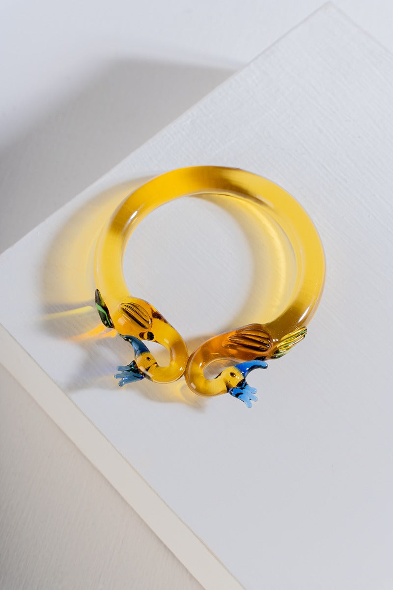 Morni Glass Art Bangle-Yellow-2-4 ( Diameter- 2.6" )