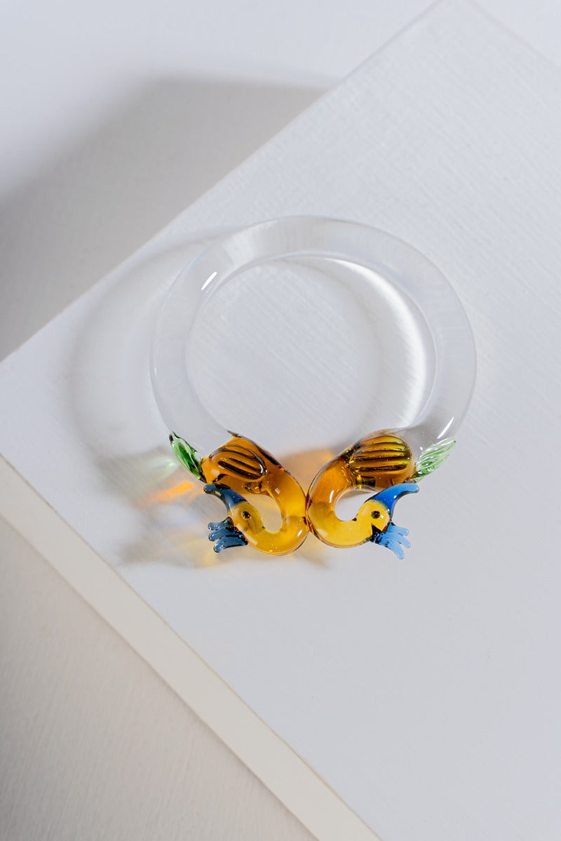 Morni Glass Art Bangle-White-2-6 ( Diameter- 2.75" )