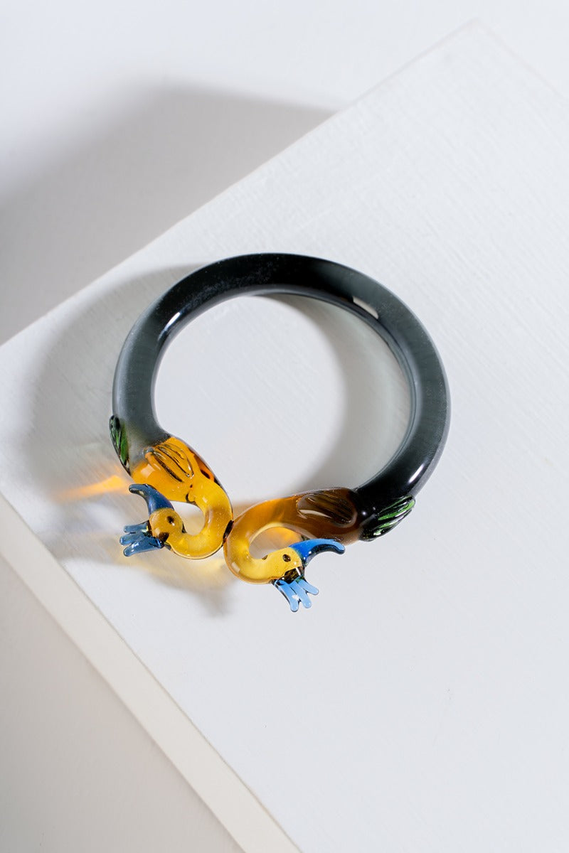 Morni Glass Art Bangle-Black-2-4 ( Diameter- 2.6" )