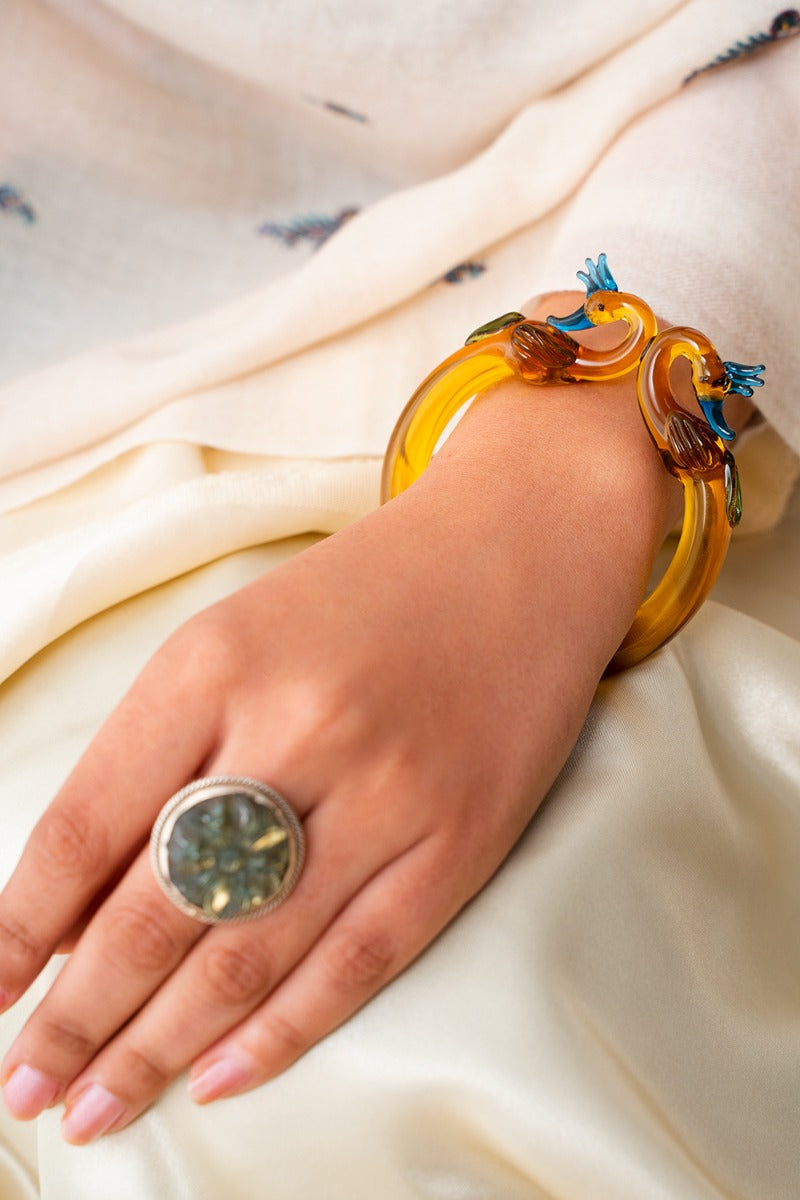 Morni Glass Art Bangle-Yellow-2-4 ( Diameter- 2.6" )