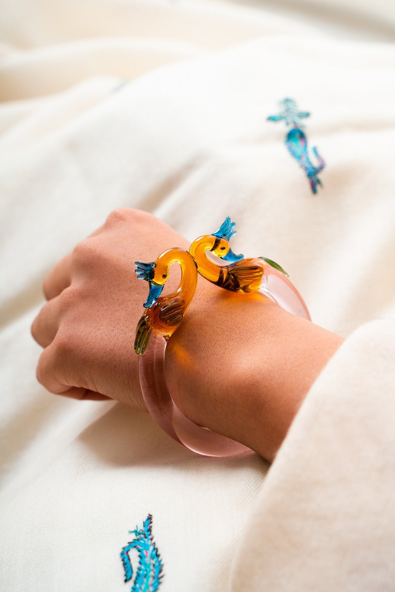 Morni Glass Art Bangle-Pink-2-2 ( Diameter- 2.3" )