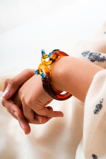 Morni Glass Art Bangle-Red-2-4 ( Diameter- 2.6" )