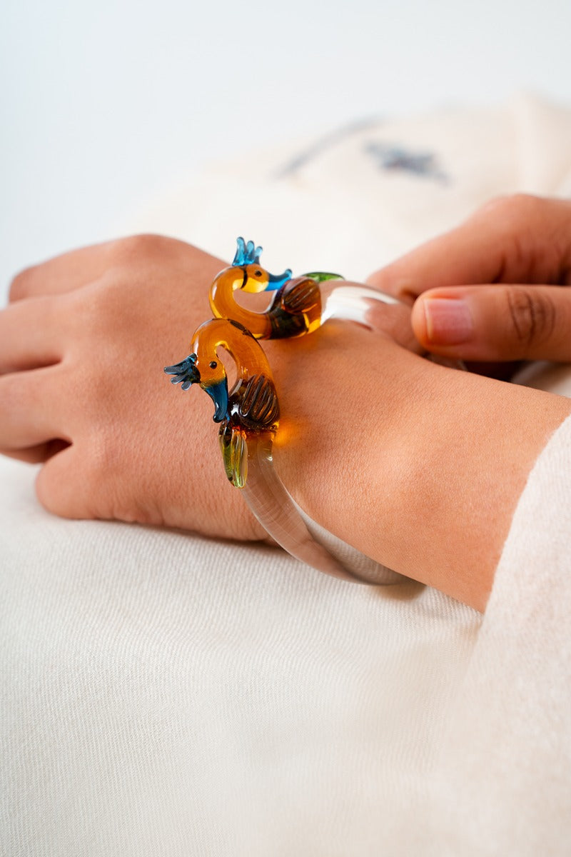 Morni Glass Art Bangle-White-2-6 ( Diameter- 2.75" )