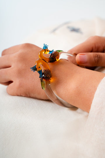 Morni Glass Art Bangle-White-2-2 ( Diameter- 2.3" )