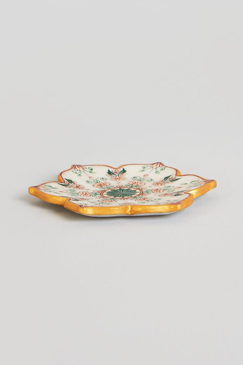 Floriated Marble Candle Plate
