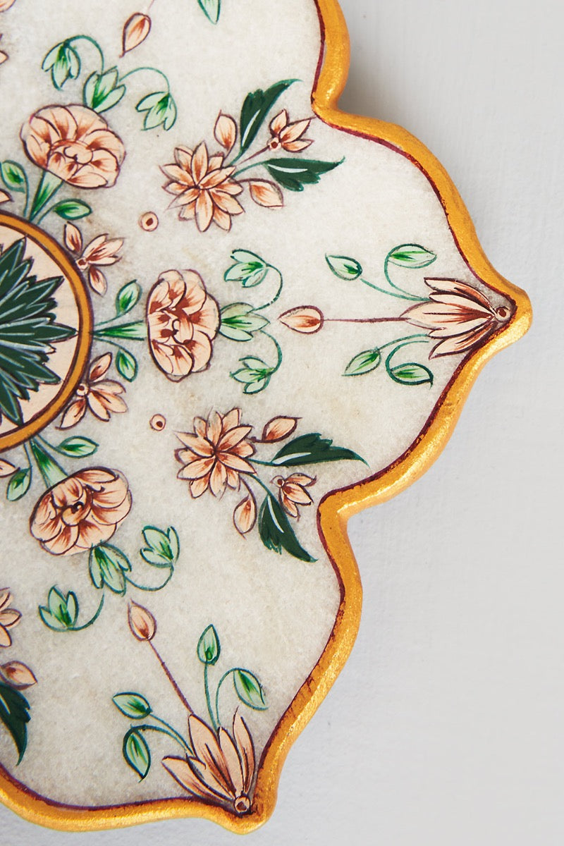 Floriated Marble Candle Plate