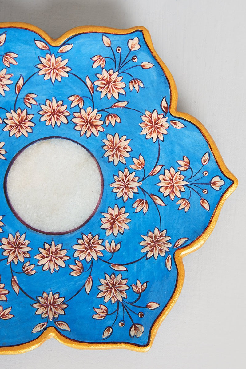 True Blue Marble Candle Plate