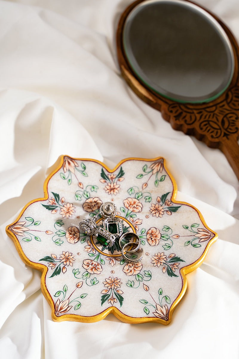 Floriated Marble Candle Plate