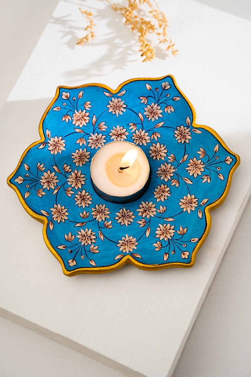 True Blue Marble Candle Plate